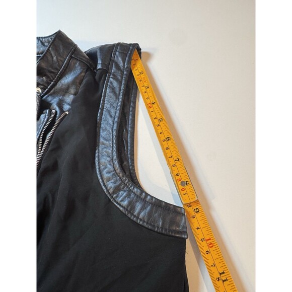 Paper Tee Women’s Faux Leather Moto Vest Long Sheer Back Layered Look Size Large - Picture 4 of 8